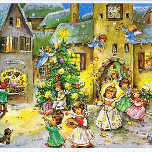 ドイツ製 アドベントカレンダー 天使が町にやってきた［21×29.5］DA