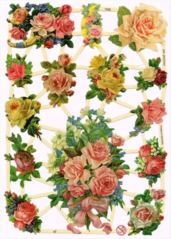 ドイツ製クロモス 淡いピンクのバラ  ラメなし　DA-CH086 1枚目の画像