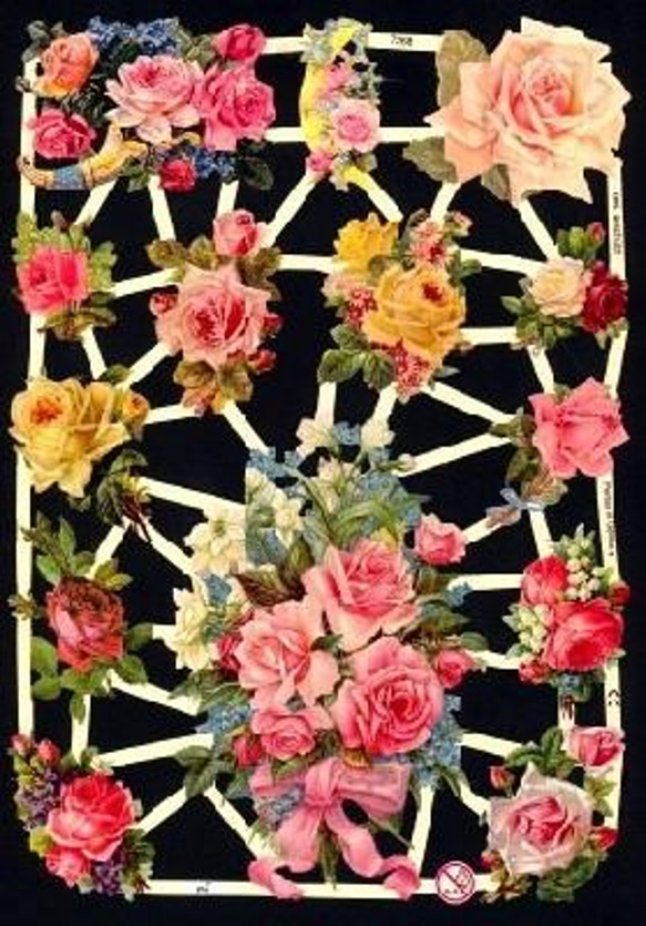 ドイツ製クロモス 淡いピンクのバラ  ラメなし　DA-CH086 2枚目の画像