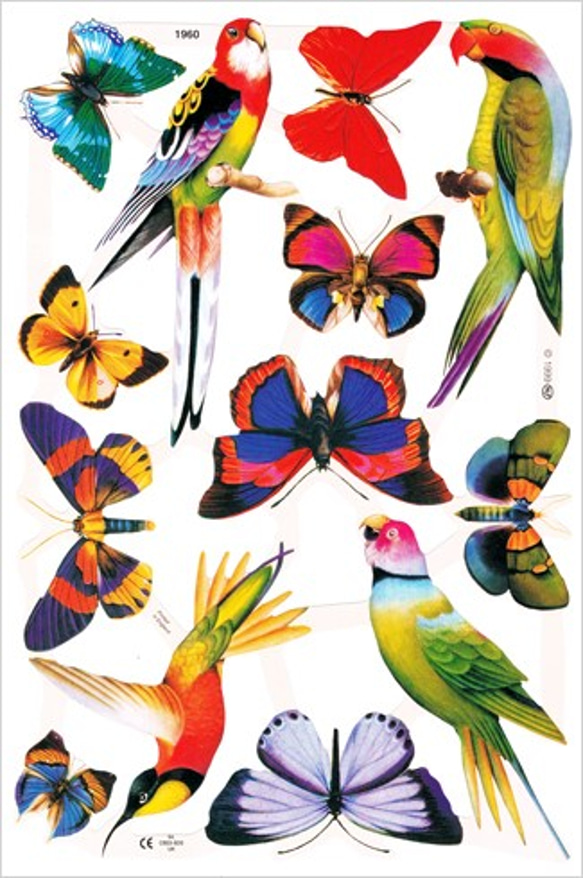 イギリス製クロモス 蝶と鳥＃1 ラメなし DA-CHER088 1枚目の画像