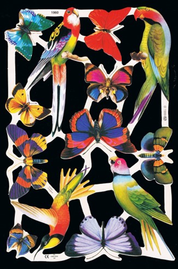 イギリス製クロモス 蝶と鳥＃1 ラメなし DA-CHER088 2枚目の画像
