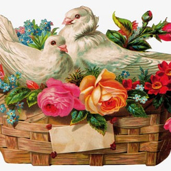 封筒付きグリーティングカード　白鳩と花かご【Germany】DA-ADG002 1枚目の画像