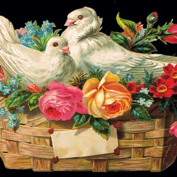 封筒付きグリーティングカード　白鳩と花かご【Germany】DA-ADG002 2枚目の画像