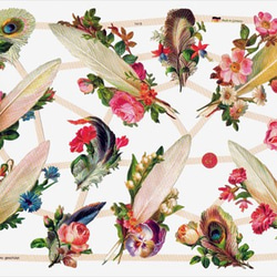 ドイツ製クロモス 鳥の羽と花々 ラメなし　DA-CHY049 1枚目の画像