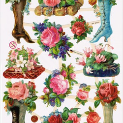 ドイツ製クロモス 4つのブーツと花々 ラメなし　DA-CH054 1枚目の画像