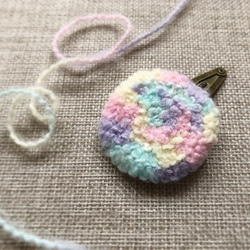 コットンロリポップ 毛糸刺繍 パッチンピン 1枚目の画像