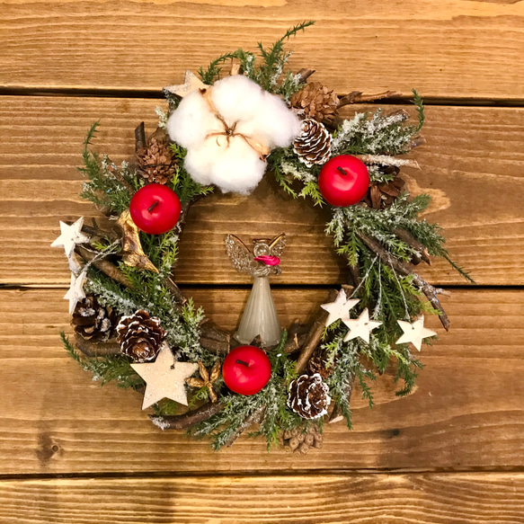 クリスマスに天使が舞い降りる～White christmas wreath～ 1枚目の画像
