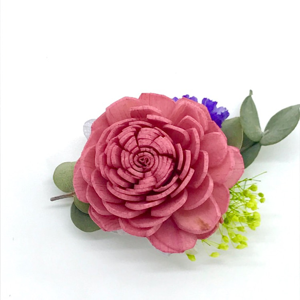 ソーラーフラワーのブローチ〜pink rose〜 2枚目の画像