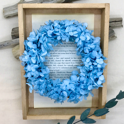 紫陽花と小花のリース セール パープル系紫陽花のドロップ型(雫)リース 玄関ドアリース