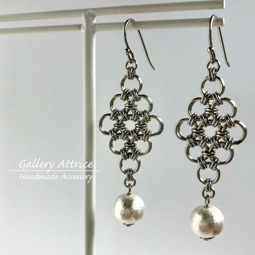 #961 再販 シルバー チェーン 大ぶり ピアス イヤリング ハンドメイド 961再販メタル シルバー チェーン 大ぶり ハンドメイド ピアス