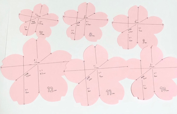 ☆サイズ見本☆種類説明☆桜の花びらコメントカード・メッセージカードセットについて 1枚目の画像