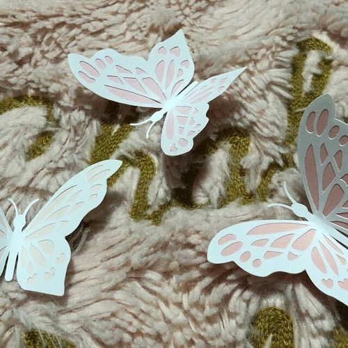 ☆裏有ver☆立体の蝶*ちょうちょ*5cm白色ピンクver*壁面やモビール