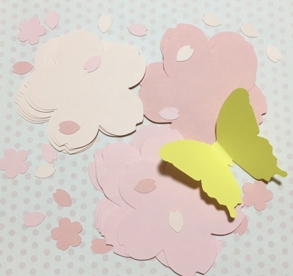 ①壁面にも☆『８ｃｍ』桜の花びら　コメントメッセージカードセット　*コメカ* 21枚セット 1枚目の画像