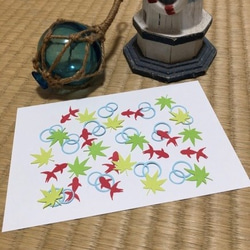 金魚のフレーク（夏もみじと波紋） 3枚目の画像