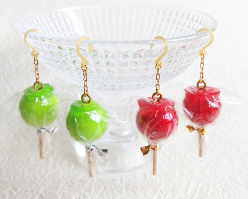 2299円 イヤリング ゆらゆら アイヒメヤマアジサイ ゆらゆら☆りんごあめピアス（イヤリング） ピアス（フック