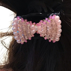 桜イメージ ヘアクリップ ピンク系 リボン 3枚目の画像