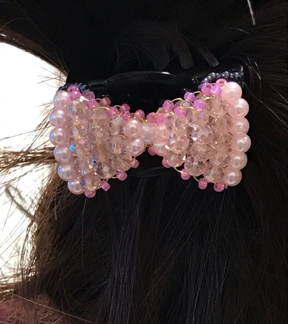 桜イメージ ヘアクリップ ピンク系 リボン 3枚目の画像