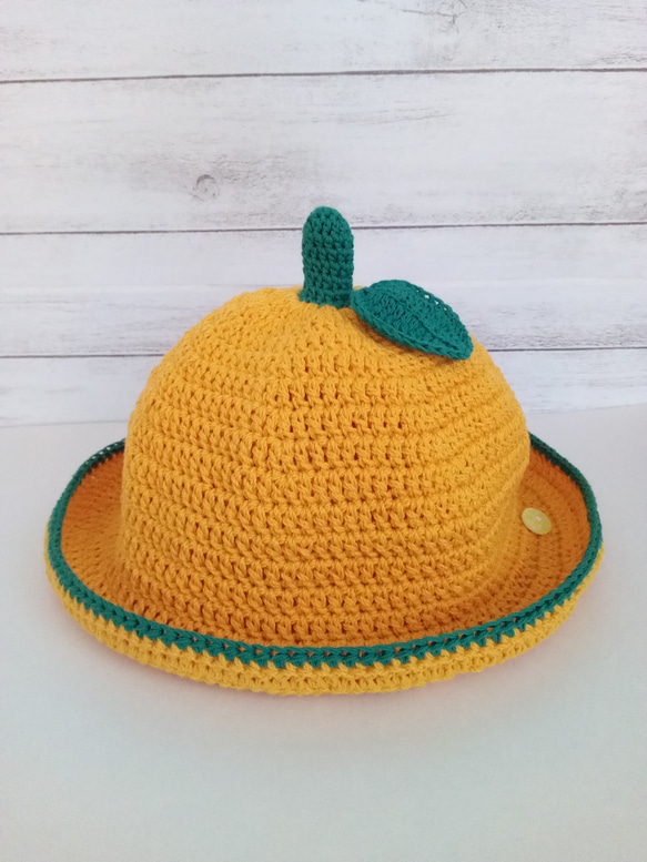 みかん ヘタ カラー帽子 デコ フェルトワッペン