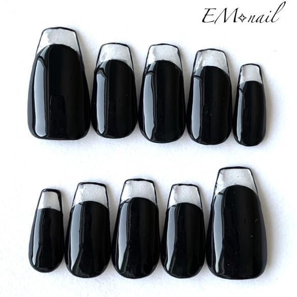 ジェルネイルチップ♡囲みフレンチネイル♡ ネイルチップ（つけ爪  