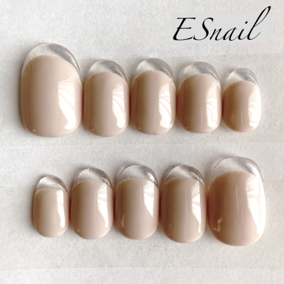 ジェルネイルチップ♡クリアフレンチネイル♡ベージュ系♡ ネイル  