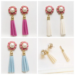 pink flower bijou tassel 1枚目の画像