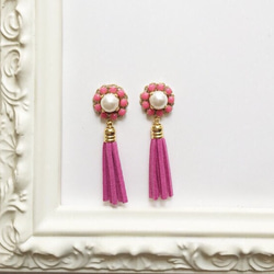 pink flower bijou tassel 2枚目の画像