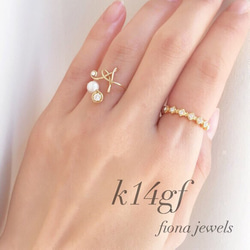 《k14gf 》innitial ring× swarovski ring 2set 1枚目の画像