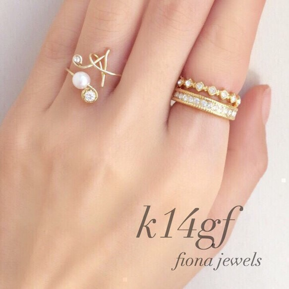 再販《k14gf》innitial ring × swarovski ring 3set 1枚目の画像