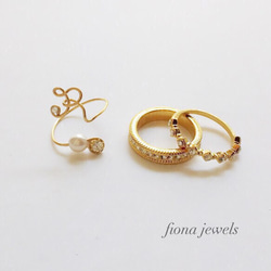 再販《k14gf》innitial ring × swarovski ring 3set 2枚目の画像