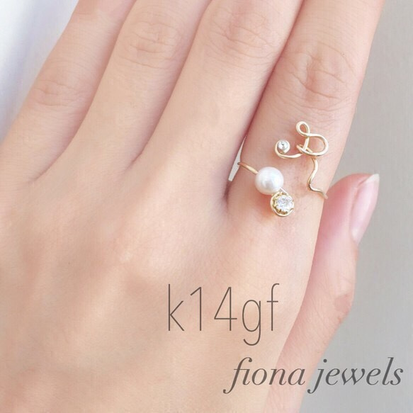 再販《k14gf》innitial ring × swarovski ring 3set 3枚目の画像