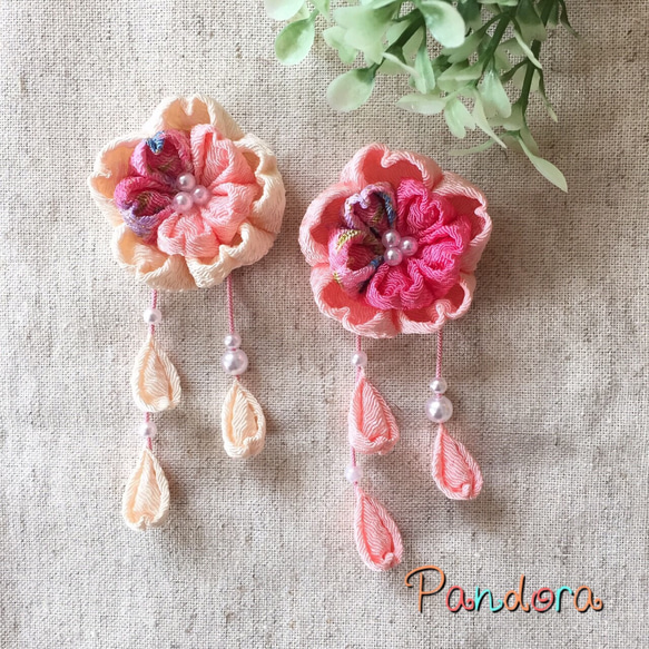 ちりめんつまみ細工 八重桜 ピン選べます♡♡ 雑貨・その他