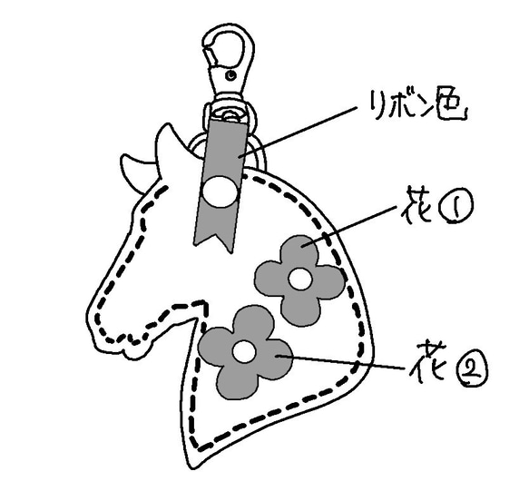 【セミオーダー】馬の横顔のキーホルダー 6枚目の画像