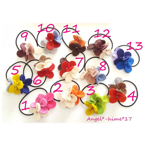 2024年のクリスマス 2個セット』お花のヘアゴム☆フェルト☆キッズ ギフト♪卒園 ファッション雑貨
