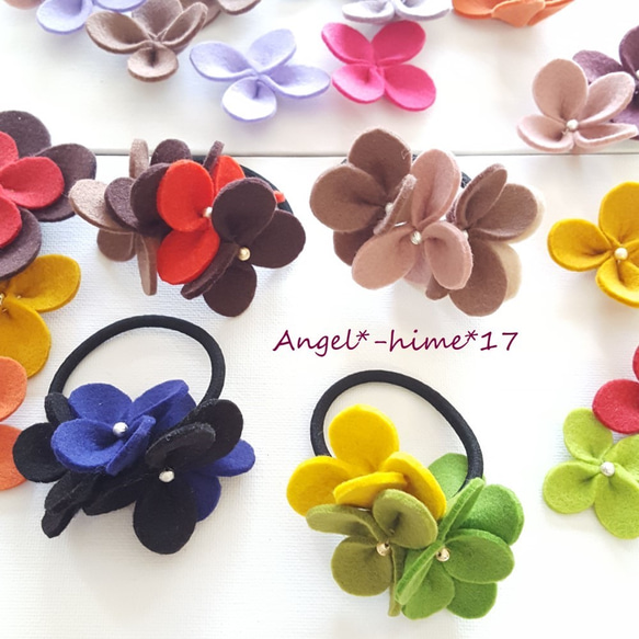 お花のヘアゴム お花のヘアゴム☆フェルト ギフト♪ プレゼント ヘアゴム hime17 通販