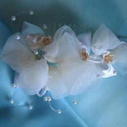 オフホワイトカラーオーガンジーお花【ヘアーコサージュ】HFI－２０６ 4枚目の画像