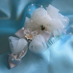 オフホワイトカラーオーガンジーお花【ヘアーコサージュ】HFI－２０６ 5枚目の画像