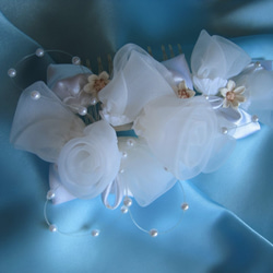 オフホワイトカラーオーガンジーお花【ヘアーコサージュ】HFI－２０６ 6枚目の画像