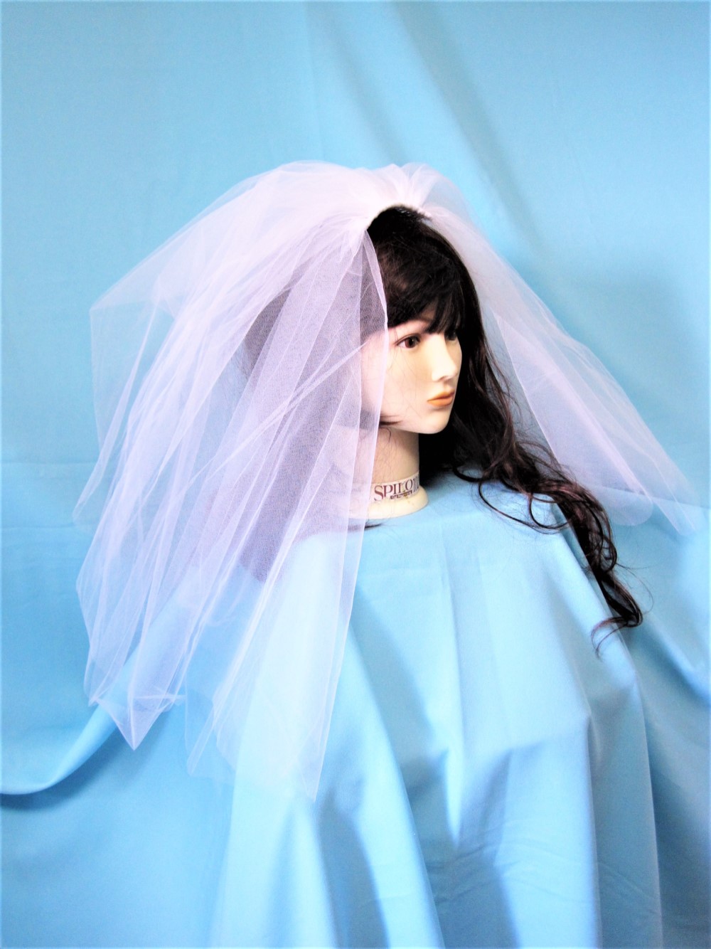 肩下約10cm【オフホワイトカラー】ショートベール【ナチュラル縁