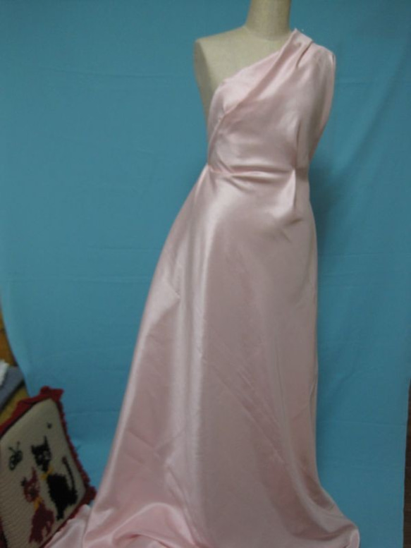 ステージロングドレス　ピンクシャンタンシルク　フルオーダーメイド商品 2枚目の画像