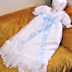 セレモニーベビードレス【刺繡オーガンジー生地】ホワイトカラー　BDW-712 10枚目の画像