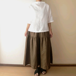 【受注】リネンのスカート風キュロットパンツ(スカーチョ) 内ポケット付き 8枚目の画像