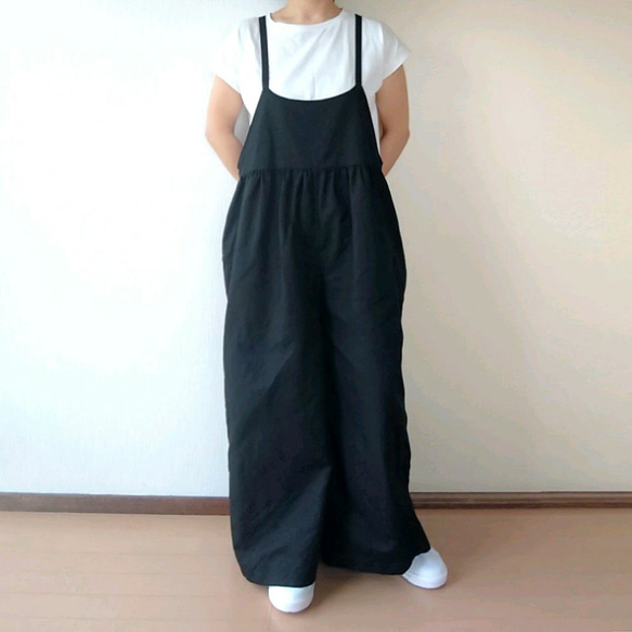 【受注】サロペットワイドパンツ☆コットンリネン 2枚目の画像