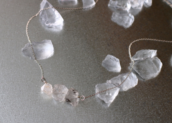 『Creema限定』原石ハーキマーダイアモンドのシルバーネックレス 4枚目の画像