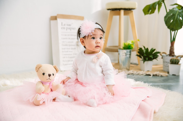 Newborn Handmade CherryPink TUTU GIFT SET 粉紅色手工澎澎裙禮盒組 - 新生兒 第2張的照片