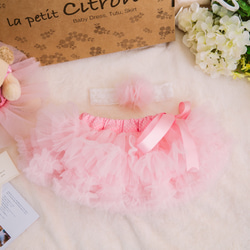 Newborn Handmade CherryPink TUTU GIFT SET 粉紅色手工澎澎裙禮盒組 - 新生兒 第4張的照片