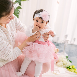 チェリーピンクチュール+ TUTU  - ママ＆ベビー桜ピンクのベール+女性のパン・パン母 1枚目の画像