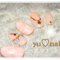 ♡ピンクネックレスネイル♡ ネイルチップ　ハンドメイド 1_f89991d6b8f966a4c3351012ba11