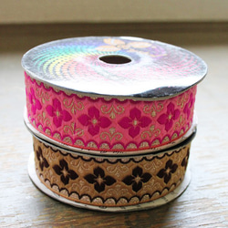 インドのリボンテープ：花 ピンク（IRL56p） 6枚目の画像