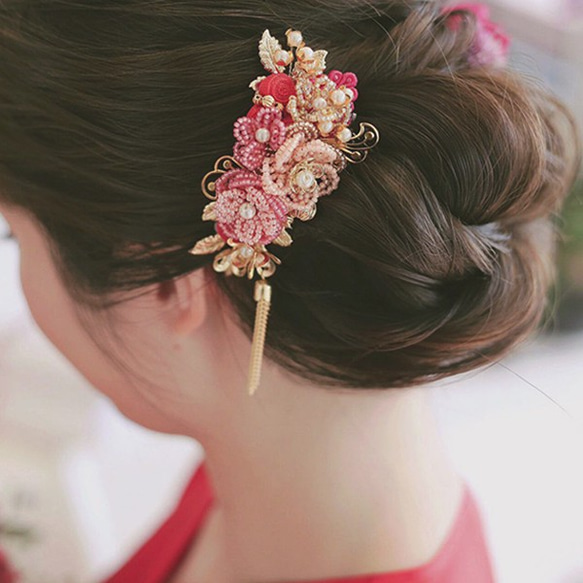 Handmade Beads Bridal Headpiece, Oriental headpiece 華麗新娘中式頭飾 第1張的照片