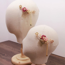 Handmade Beads Bridal Headpiece 華麗新娘中式頭飾 - 串珠花型款 (一套2件) 第6張的照片